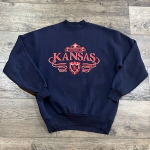 Vintage 90s JanSport Kansas Jayhawks Navy Blue Sweatshirt Made in USA - Men's XL